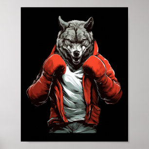 Póster Boxeo de Lobo Boxeo Artes Marciales Mixtas Kickbox