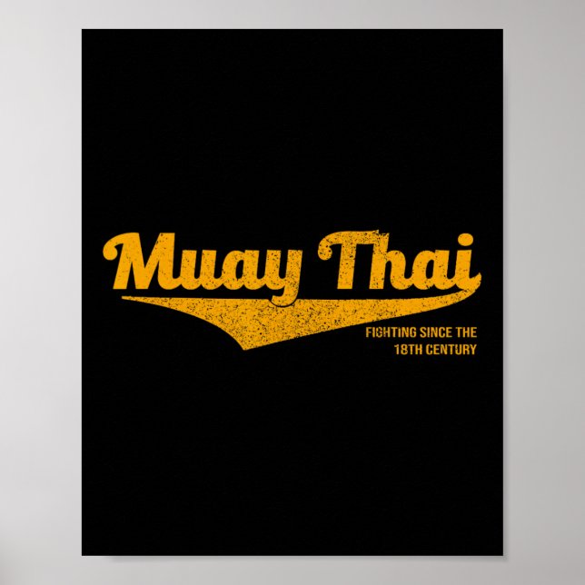 Póster Boxeo de Muay Thai angustiado, Mma, Bjj, Tailandia (Frente)