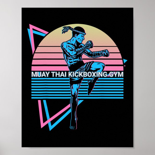 Póster Boxeo de Muay Thai Retro Boxeo de Muay Thai Gimnas (Frente)