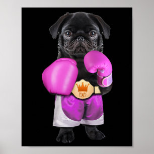 Póster Boxeo de Perro Pug Boxing Gracioso Fitness Gym ent