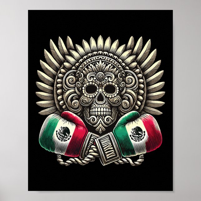 Póster Boxeo del Orgullo Mexicano Azteca Mictlantecuhtli  (Frente)