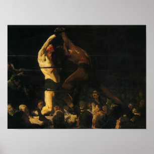 Póster Boxeo deportivo vintage, boxeadores luchan en el r