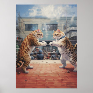 Póster Boxeo en gatos contra las artes marciales