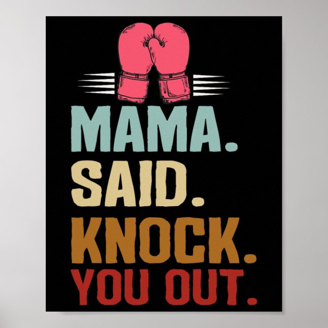 Póster Boxeo Kickboxing Mamá dijo que te golpee el Día de (Frente)
