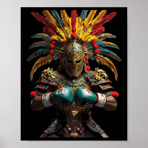 Póster Boxeo mexicano: el poder del guerrero azteca