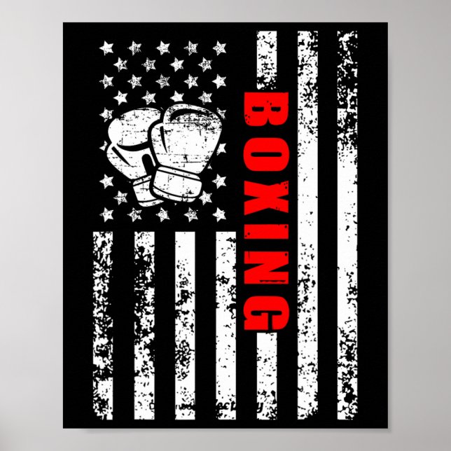 Póster Boxeo Patriótico de Bandera Americana (Frente)