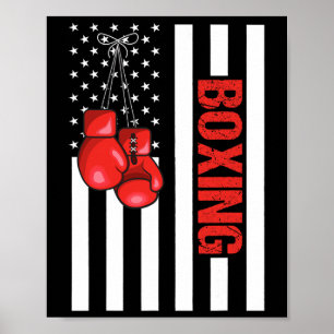 Póster Boxeo Patriótico de Bandera Americana 1