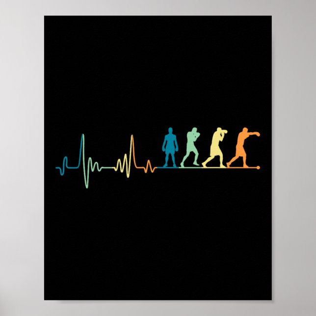 Póster Boxeo Retro Heartbeat - Boxer Boxer Boxeador de Bo (Frente)