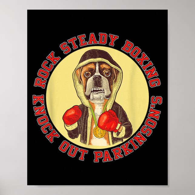 Póster Boxeo Rock Steady Parkinsons - Perro Boxeador con  (Frente)