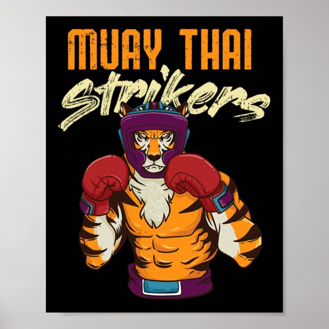 Póster Boxeo tailandés de tigres tailandeses en Tailandia (Frente)
