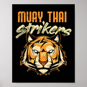 Póster Boxeo tailandés de tigres tailandeses muay boxeo e