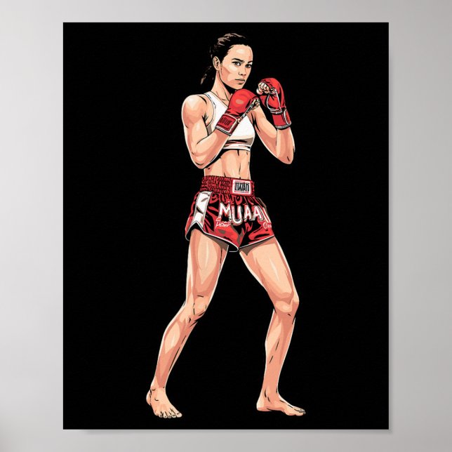 Póster Boxeo tailandés estilo Kickboxing boxeo a luchador (Frente)
