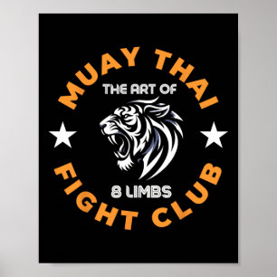 Póster Boxeo Tailandés Mma Lucha Tatuaje Tigre Rugido Kic