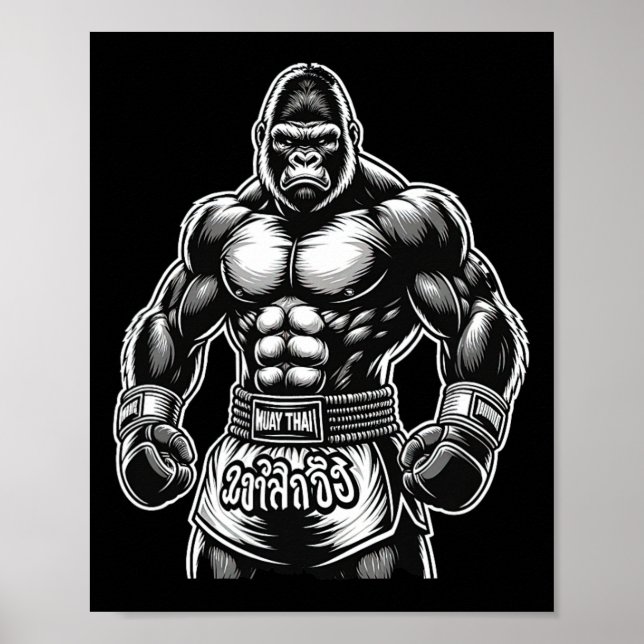 Póster Boxeo Tailandés y Kickboxing - Gorila de Muay Thai (Frente)
