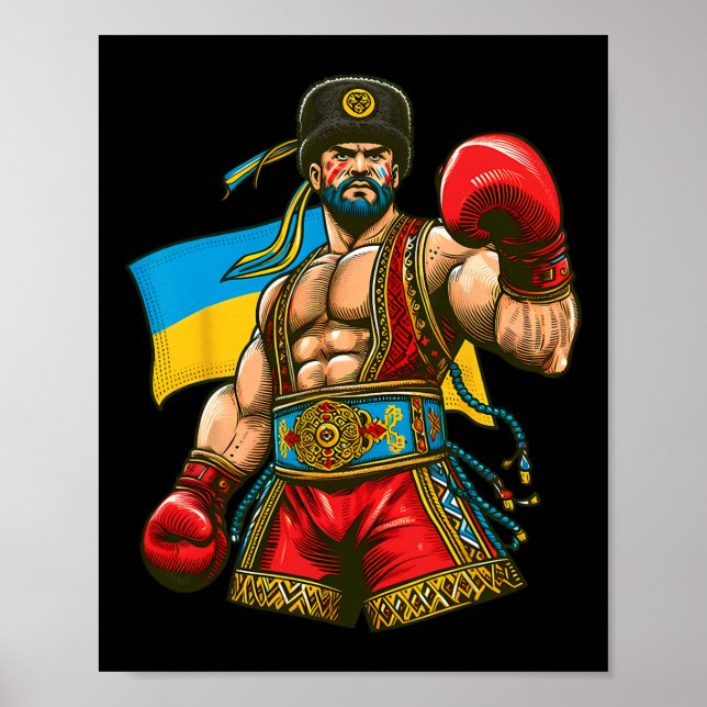 Póster Boxeo ucraniano bandera de Ucrania (Frente)