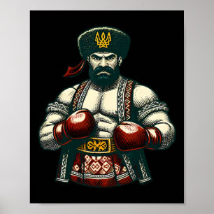 Póster Boxeo ucraniano Ucrania Kozak Boxeador Hombres