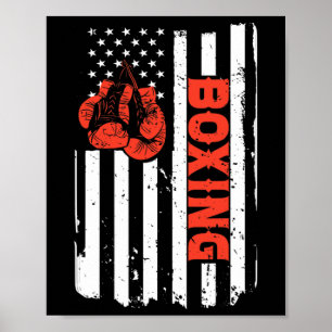 Póster Boxeo Usa Bandera Mma Luchador Kickboxing Boxeo Pa