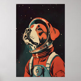 Póster Boxer Astronaut Poster, Boxer Retro Print, Boxer