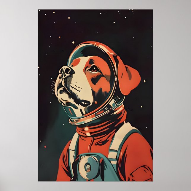 Póster Boxer Astronaut Poster, Boxer Retro Print, Boxer (Frente)