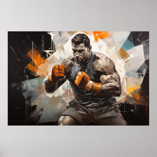 Póster Boxer Boxing Sport Pintura Resumen Decor Art (Frente)