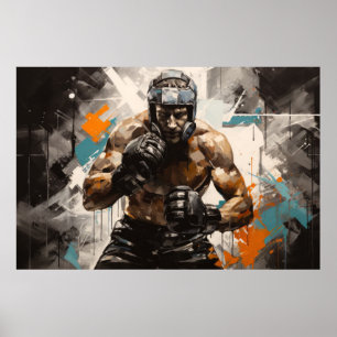 Póster Boxer Boxing Sport Pintura Resumen Decor Art