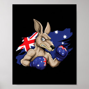 Póster Boxer canguro boxeo Bandera australiana amor austr
