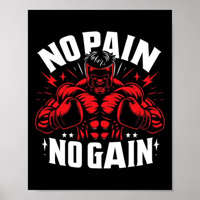 Póster Boxer Cita Sin Dolor Sin Ganancia Rótulo Sin Dolor (Frente)