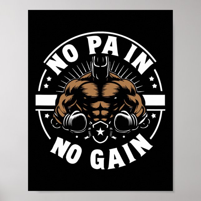 Póster Boxer Cita Sin Dolor Sin Ganancia Rótulo Sin Dolor (Frente)