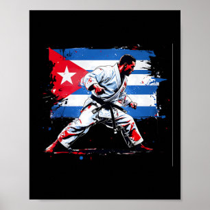 Póster Boxer cubano - Buceo con bandera cubana en caja de
