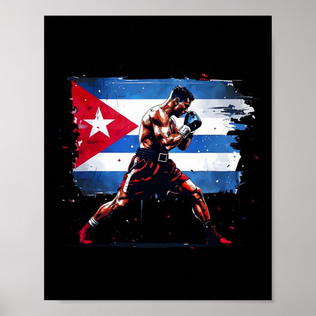 Póster Boxer cubano - Orgullo de Cuba Boxeo de guantes de (Frente)