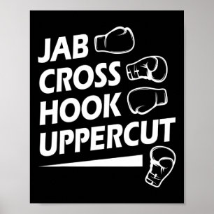 Póster Boxer de boxeo deportivo Jab Cross Hook Uppercut