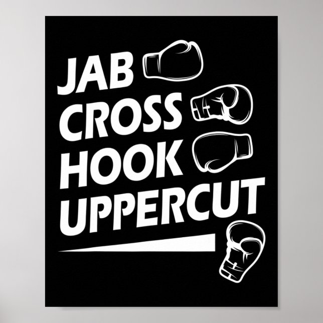 Póster Boxer de boxeo deportivo Jab Cross Hook Uppercut (Frente)