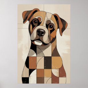 Póster Boxer de Patchwork - Perro Geométrico