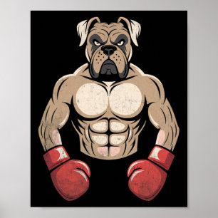 Póster Boxer Dog Boxing Guantes Mascotas Perros Boxers Ho
