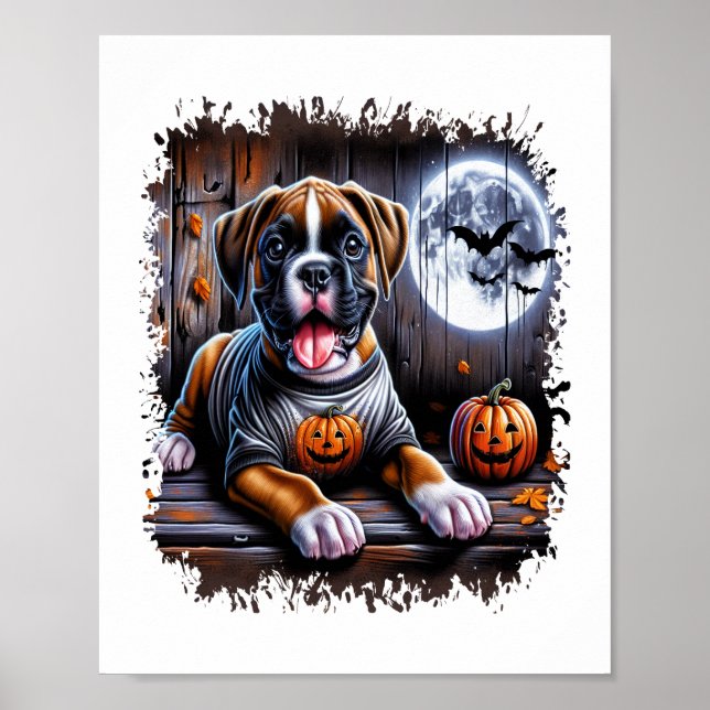 Póster Boxer Dog Halloween (Frente)