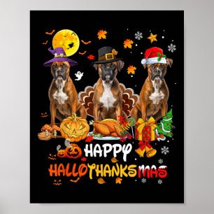 Póster Boxer Dog Happy Halloween Acción de Gracias Chris