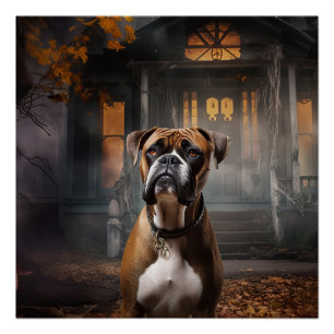 Póster Boxer Halloween Scary