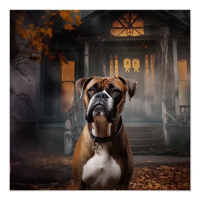 Póster Boxer Halloween Scary (Anverso)