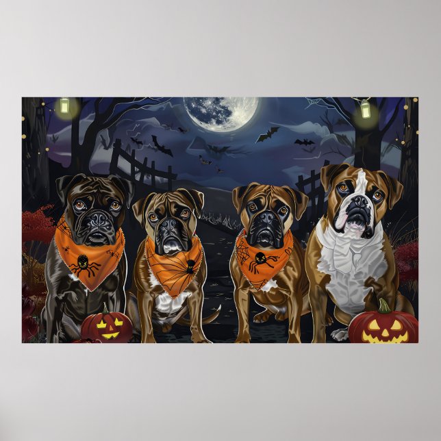 Póster Boxer Halloween Spooky (Frente)
