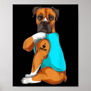 Póster Boxer I Love Mom Tattoo Appart, Perro Mom Gifts La
