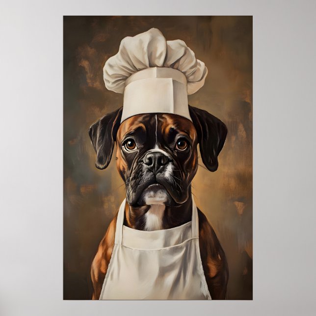 Póster Boxer In Chefs Hat Poster, Pet Poster, Boxer In (Frente)