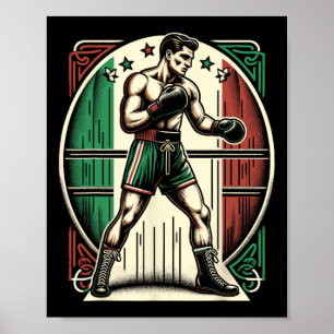 Póster Boxer italiano - Bandera de boxeo de época Italia