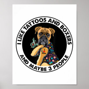 Póster Boxer Me Encanta La Tatuaje De Mamá, Perros Y Tatu