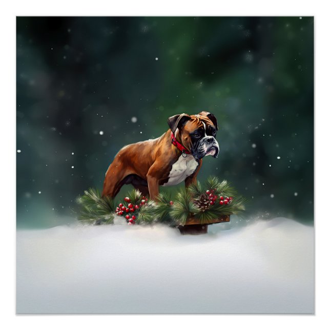 Póster Boxer Navidad nieve invierno (Anverso)