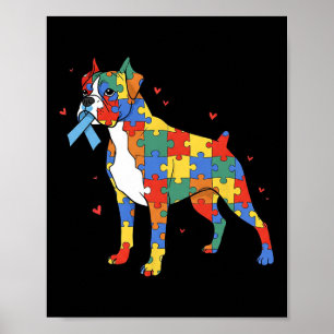 Póster Boxer Puzzle Dog Autism Conciencia Mujeres autista