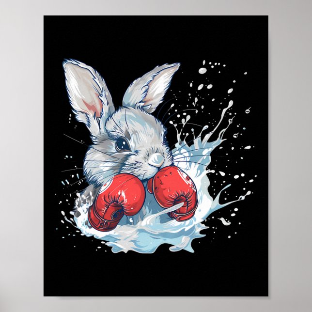 Póster Boxer Rabbit With Boxing Gloves Kickboxing Funny B (Frente)