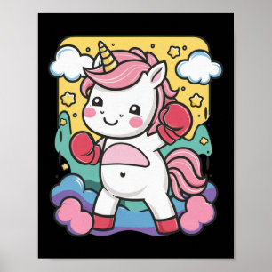 Póster Boxer Unicorn Con Guantes De Boxeo Ama El Boxeo