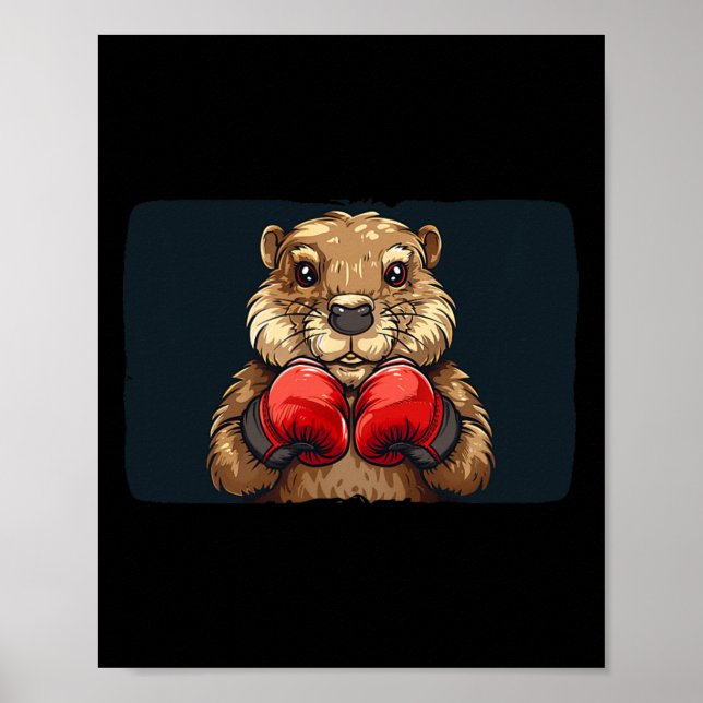 Póster Boxing Beaver Emblem For A Strong And Confident Ap (Frente)
