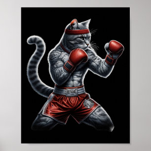 Póster Boxing Cat Cuando Su Gato Golpea Más Que Usted
