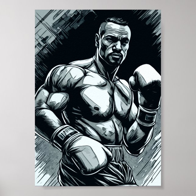 Póster Boxing Champ Vintage Style Fighter Martial Arts (Frente)
